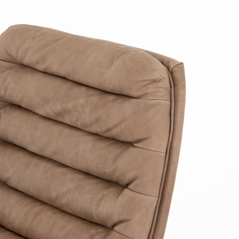 Malibu Leather Swivel Task Chair, Natural Washed Mushroom