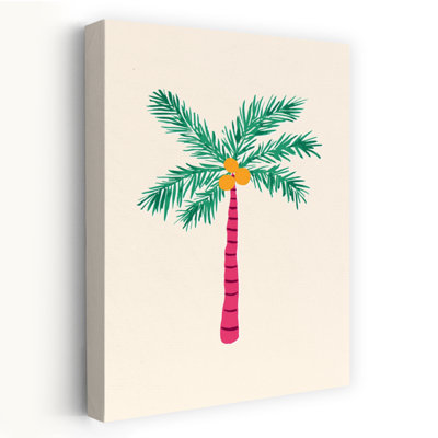 Vibrant Pink Palm Tree Colorful Playful Vibrant Palm Tree Beach Nature Wall Art Print