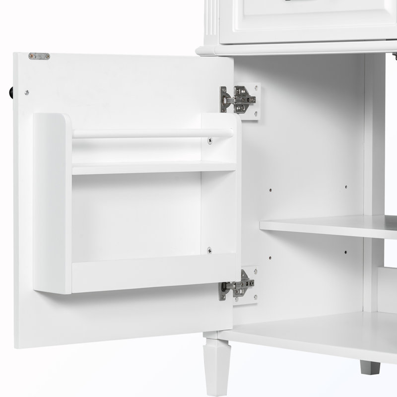 Meuble-lavabo autoportant avec tiroirs et tablette, Blanc