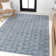 Simsbury Geometric Art Deco Fan Pattern High-Low Navy/Cream Rug