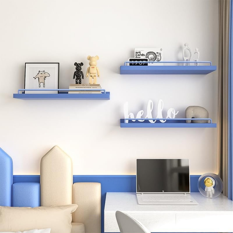 Talissa 3 Piece Wood Floating Shelf, Blue