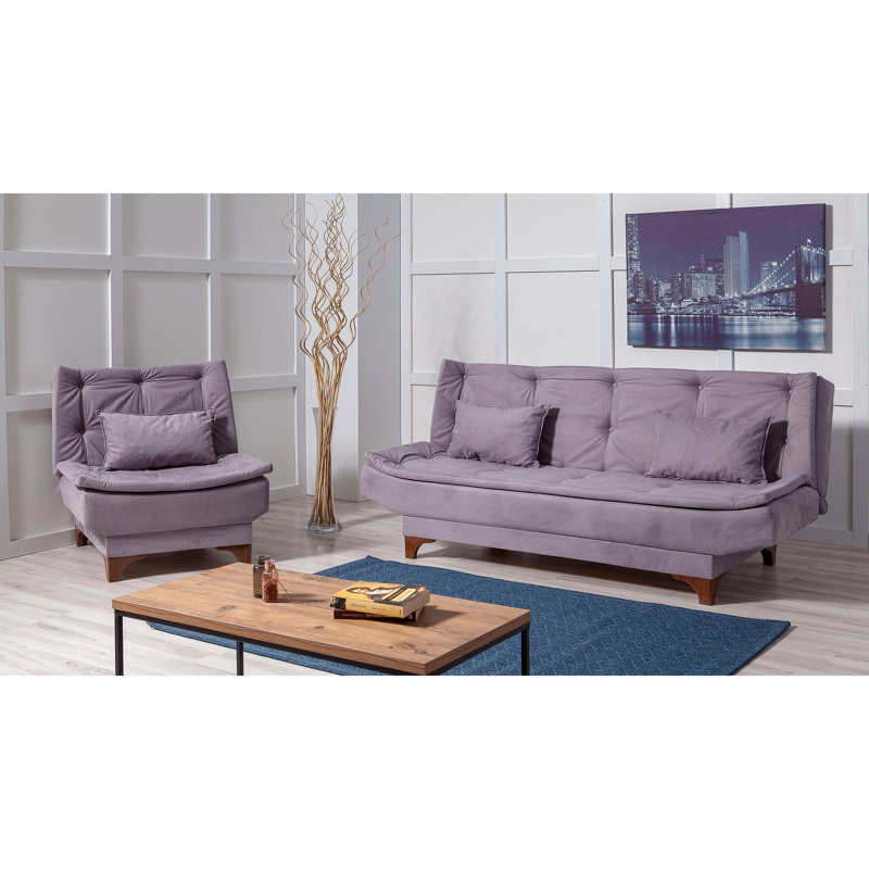 Ensemble de salon inclinable 2 pièces Sutton, 100 % coton gris