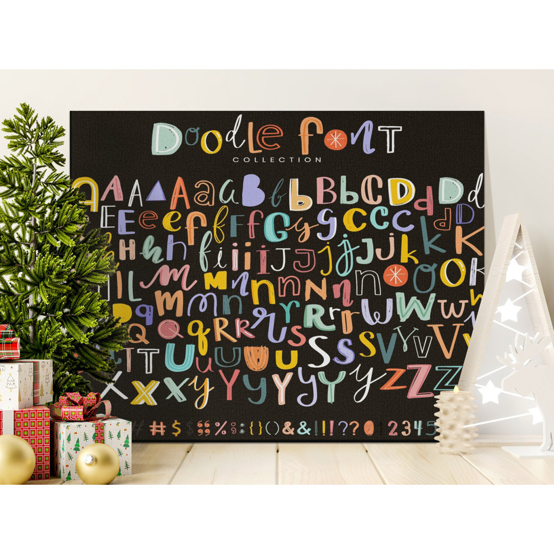 Doodle Font Canvas Wall Art, Alphabet Print, Gallery Wrapped, Modern Decor, Ready to Hang, Archival Quality Canvas