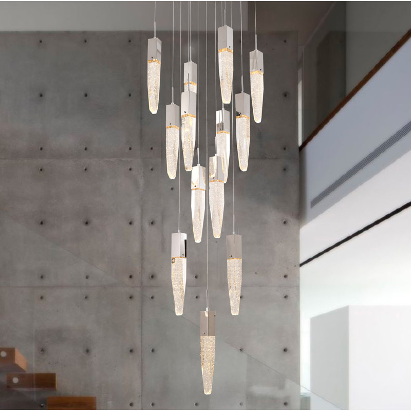 Transitional 13 Light Hanging Crystal Chandelier, Chrome