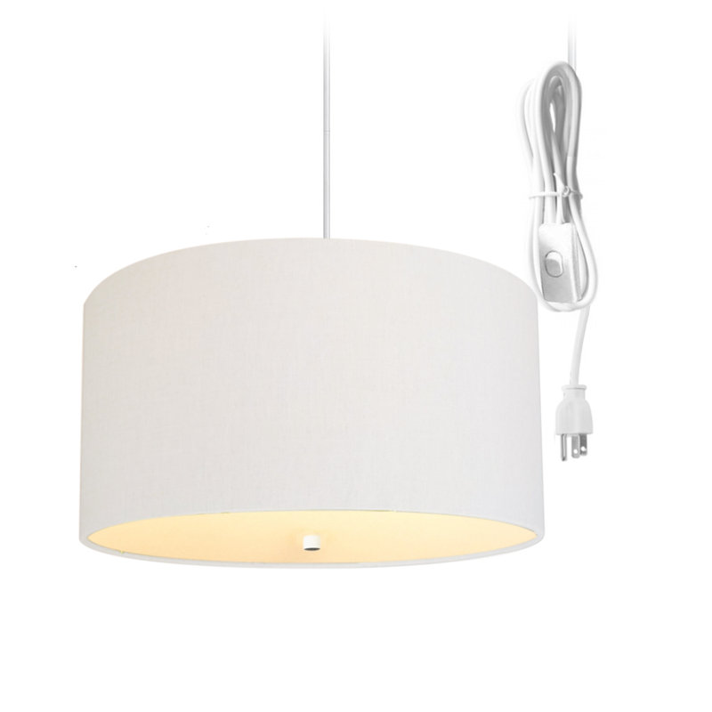 Luminaire suspendu enfichable 2 lumières l 18 po blanc avec diffuseur, cordon blanc