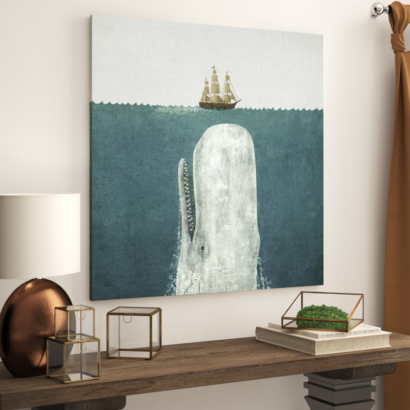 White Whale Square 1 Piece Wrapped Canvas Wall Art, 93.98 cm H x 93.98 cm W x 1.91 cm D