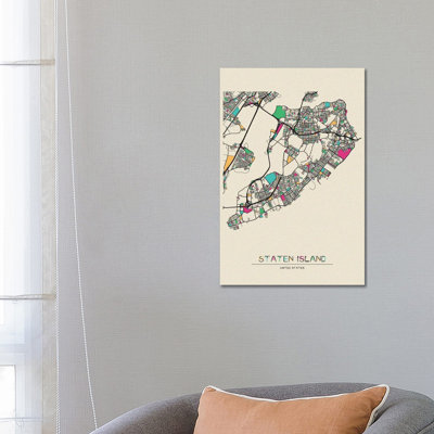 " Staten Island, New York Map " by Ayse Deniz Akerman