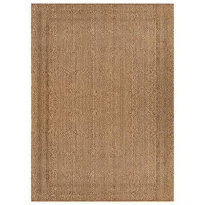 Border Natural/Jute Easy-Care Indoor/Outdoor Flat Woven Area Rug