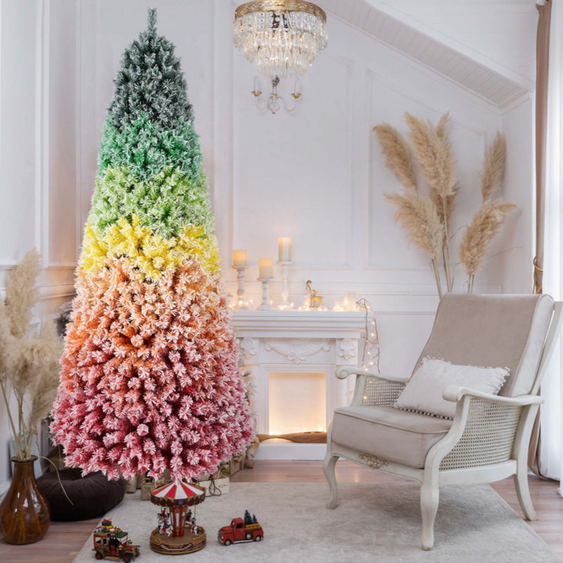 Arbre de Noël arc-en-ciel en PVC floqué avec 1326 pointes Rainbow, 6'