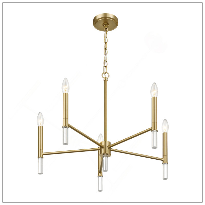 Courtyard Five Light Brass Candle Light Chandelier