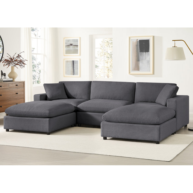 Vinessa 5-Piece Modular Sectional, Charcoal Gray Polyester