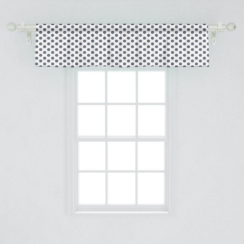 Charcoal Grey White Satin Polyester Polka Dot Valance 42" x 12"