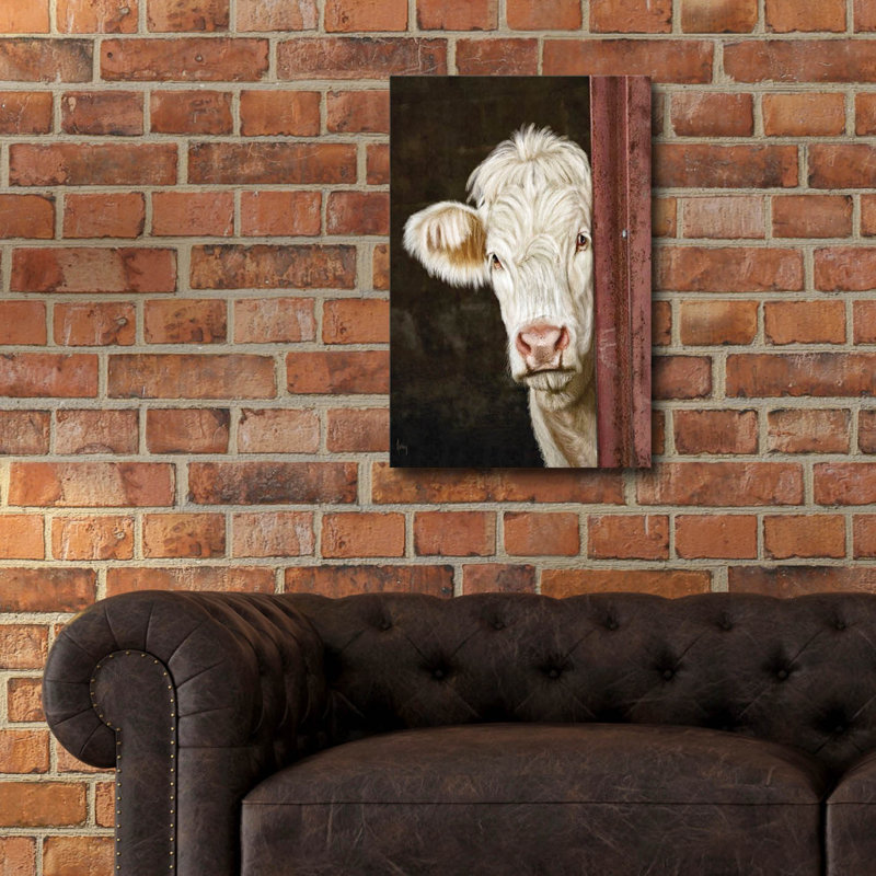 «Peek A Moo» par Ashley Bradley, art mural en verre acrylique, H 24 po x l 16 po x P 0,2 po