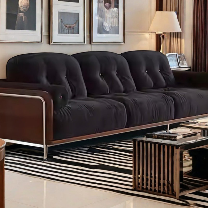 Canapé rétro en tissu amovible et lavable, H 34,25 po x l 110,2 po x P 39,37 po, 4, Noir