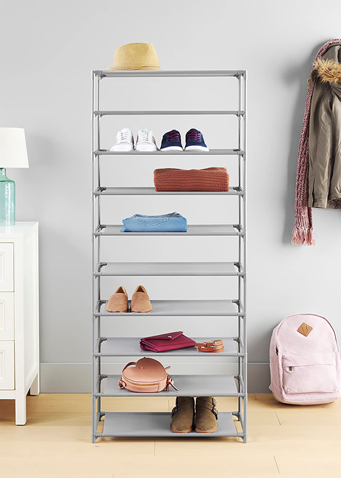 30 Pair Stackable Shoe Rack Rebrilliant