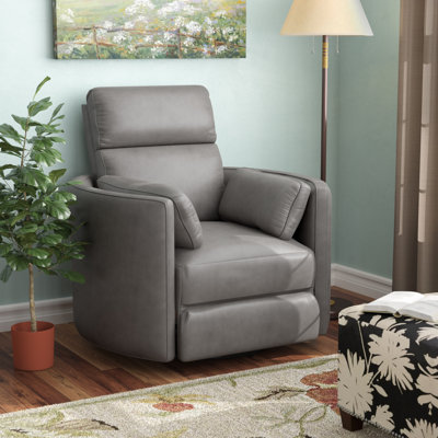 Bre 40" Wide Leather Swivel Power Recliner