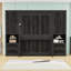 Lit escamotable en bois avec placard, tiroirs et tablettes