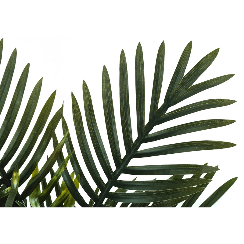 20" Tall Green Faux Palm Plant in Black Pot