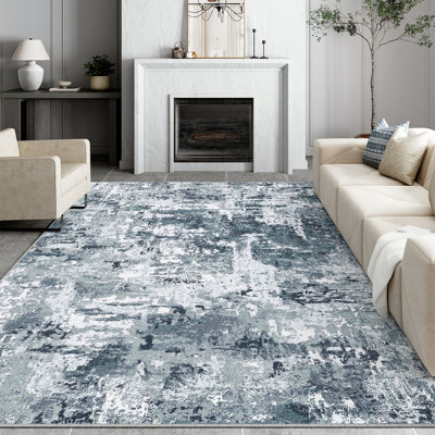 Tapis Hshai moderne abstrait lavable avec envers antidérapant