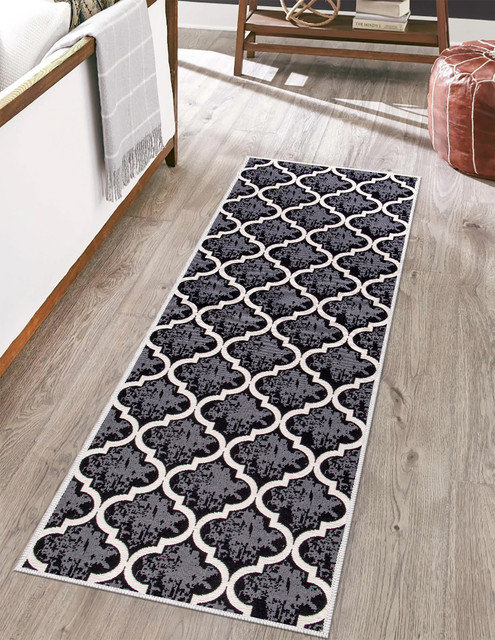 Tapis de cuisine antidérapant Soana, Treillis noir