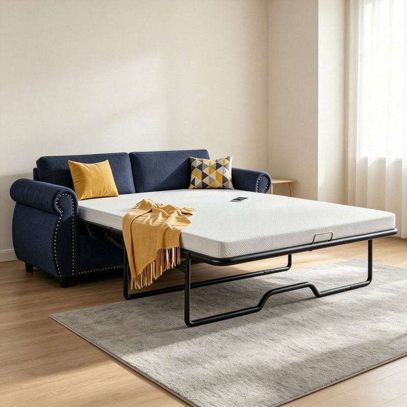 Canapé-lit coulissant avec matelas Latitude 2-en-1 Latitude, Velours gris velours, H 30 po x l 74 po x P 22 po
