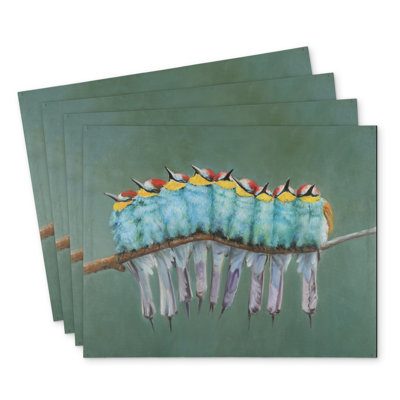 Polyester Orlane Set of 4 - Bunch of Birds on a Branch