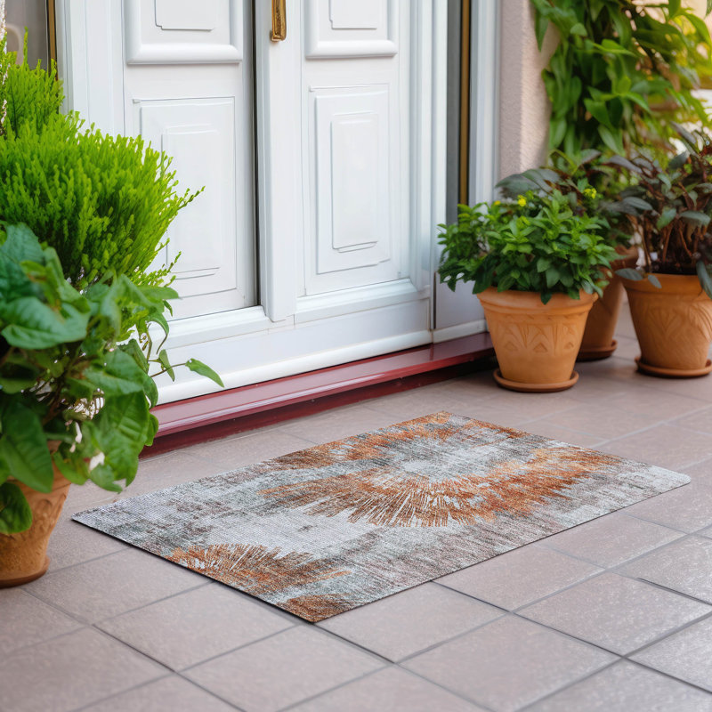 Tapis rectangulaire intérieur / extérieur 1 pi 8 po x 2 pi 6 po avec envers antidérapant Lummus