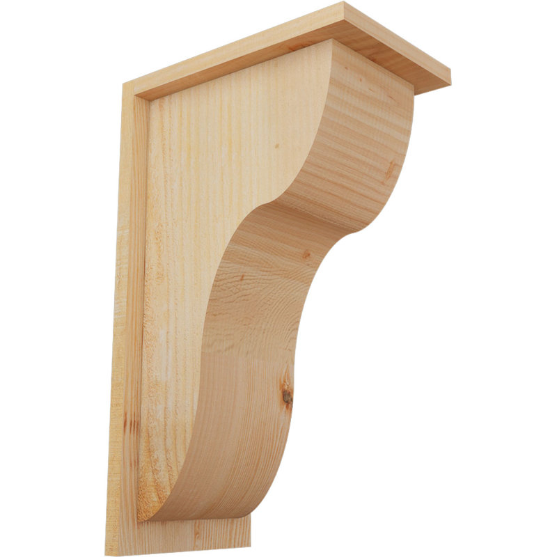 Carmel Corbel w/Backplate, 20" H x 8" W x 12" D, Douglas Fir, Rough Sawn