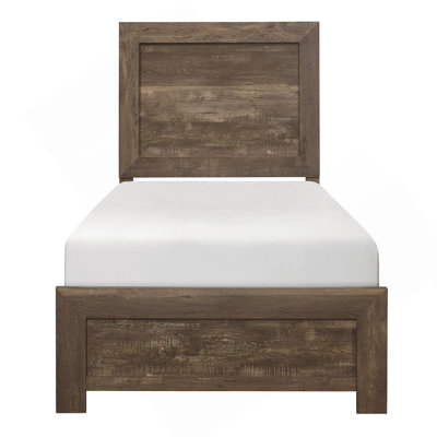Mobilier de chambre à coucher en bois avec tête de lit à panneau de lit simple rustique à finition brune 1pc