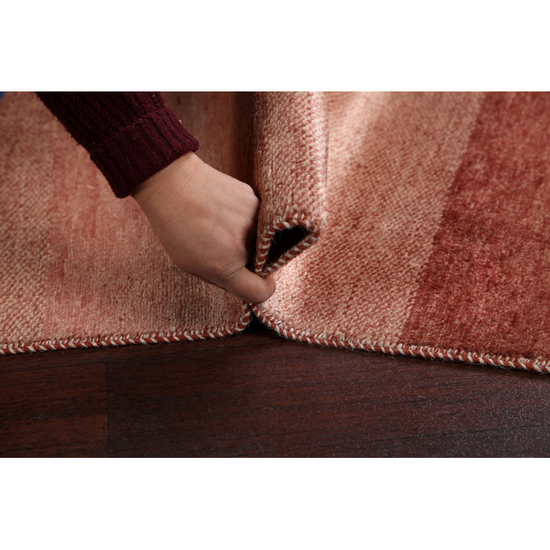 Tapis de couloir brun en laine noué à la main de conception unique 2 pi 7 po x 15 pi 4 po New Age