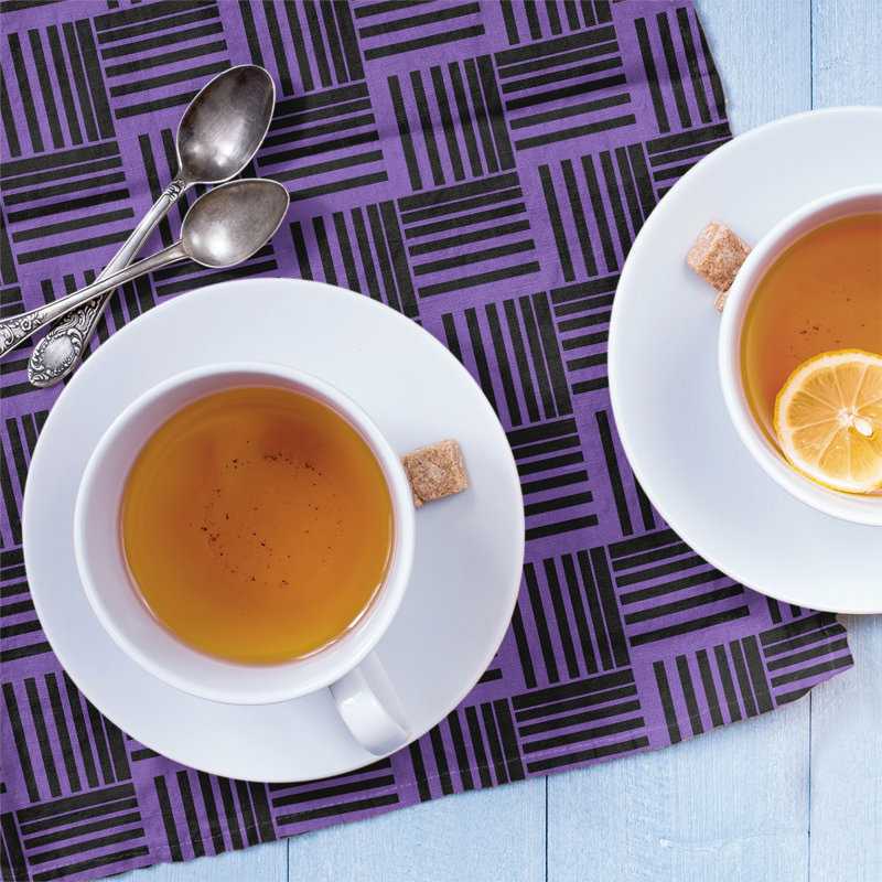 Jaya Tea Towel Kitchen Towel, Cotton Twill, Black/Purple