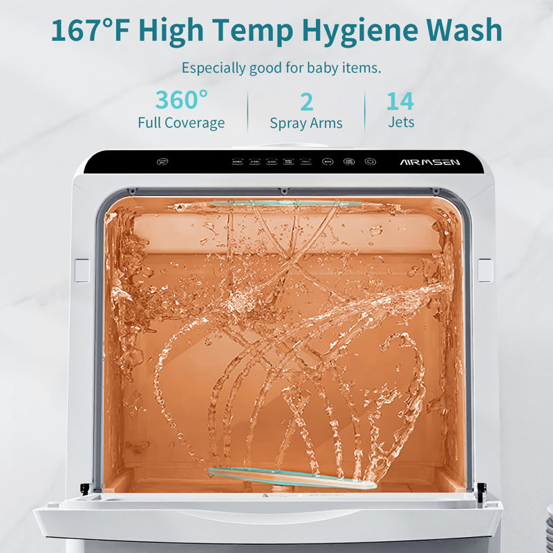 16.8" 50 dBA Portable Countertop Dishwasher with 5L Built-in Water Tank
