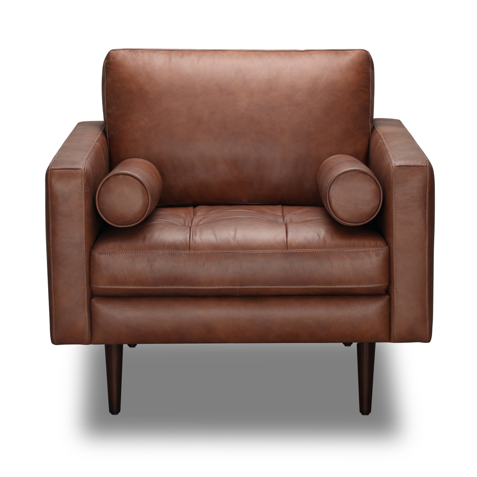 Arlo Genuine Leather Armchair, Vintage Brown Top Grain Genuine Leather