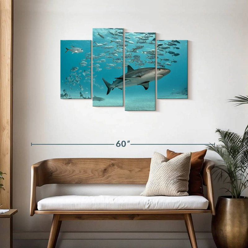 Brampt Caribbean Fish And Sharks, 27"H x 43"W