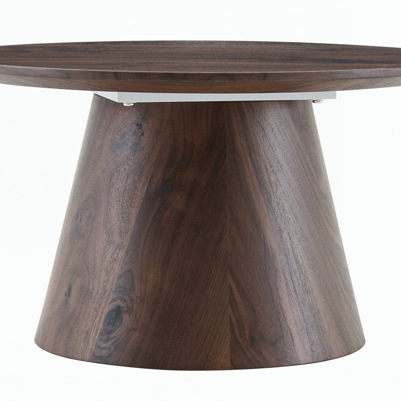 Table basse ronde de salon, H 13,7 po x l 23,6 po x P 23,6 po, Noyer