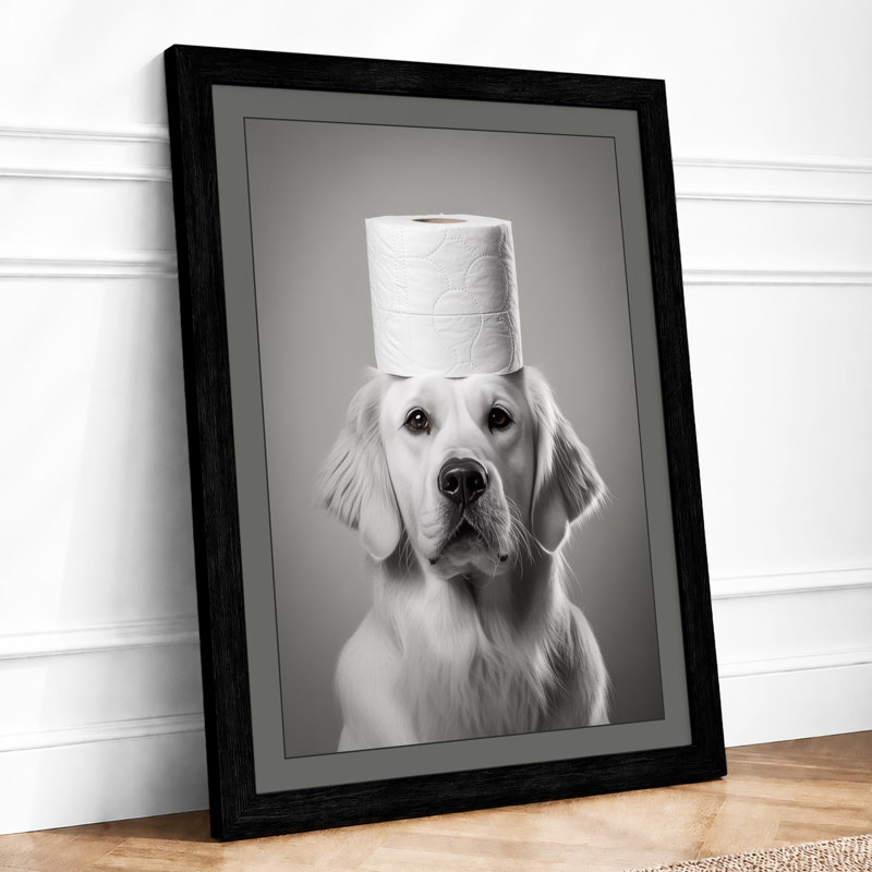 Toilet Paper Dog Modern - Print, A1 - 84.1 x 59.4 cm, Black