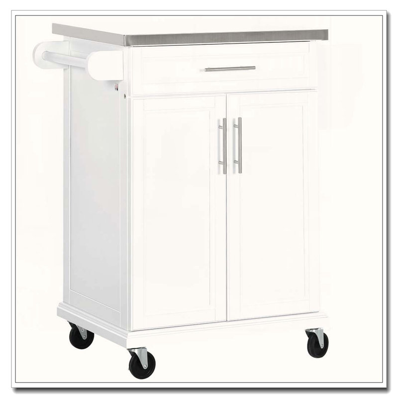29.9" Kitchen Island with Top, White