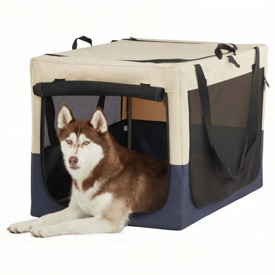 Dog Crates for  Dogs, Adjustable Fabric Cover by Spiral Iron Pipe, Strengthen Sewing Dog Travel Crate 3 Door Design