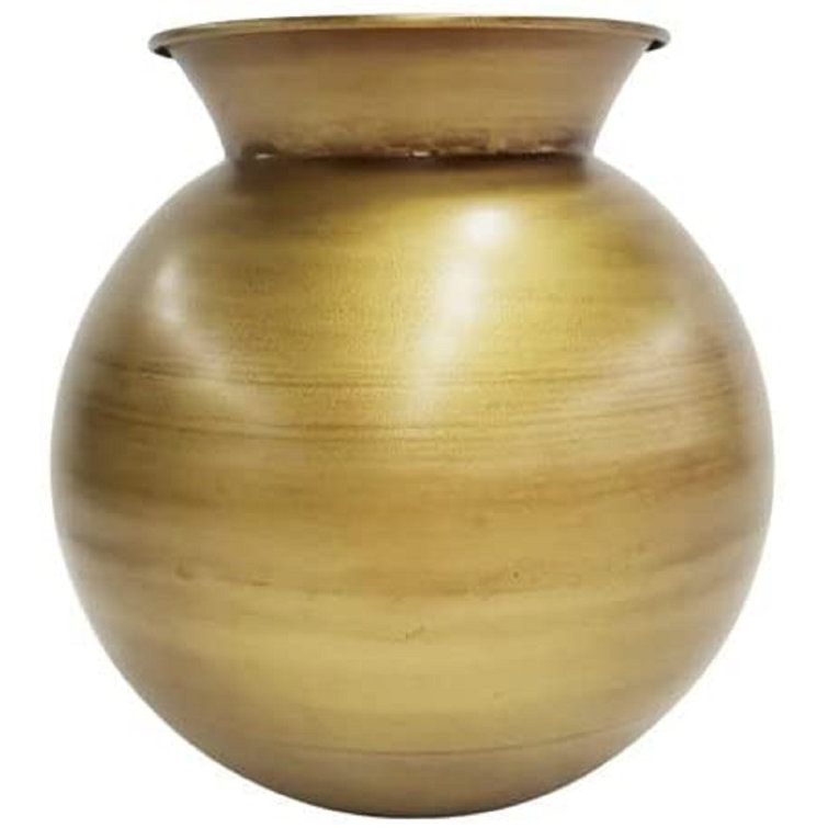 Decorative Gold Metal Traditional Vase 8.25 Inch High