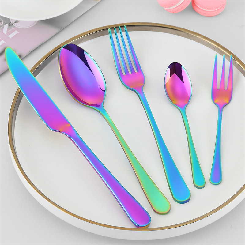 Metro Lane Corono 30 Piece Stainless Steel Cutlery Set , Service for 6, Pink/Blue