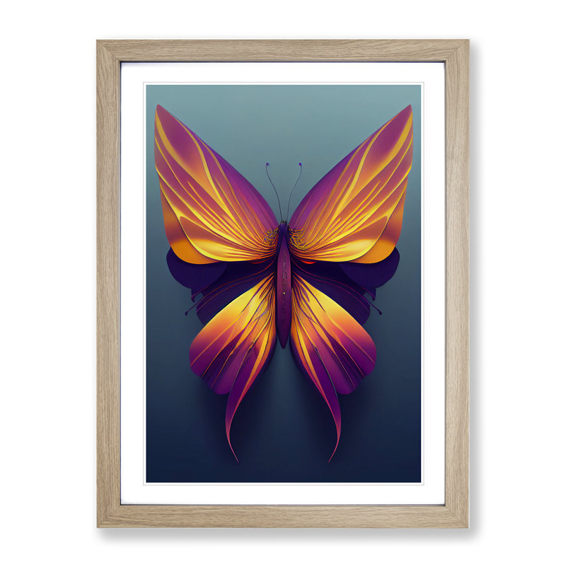 Beautiful Butterfly - Single Picture Frame Print, 64cm H x 46cm W x 2cm D, Oak Framed