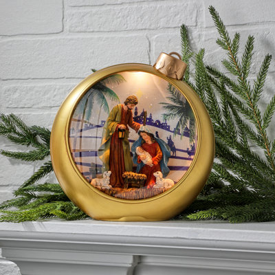 8.5" LED Holy Family Ornament Globe Usb