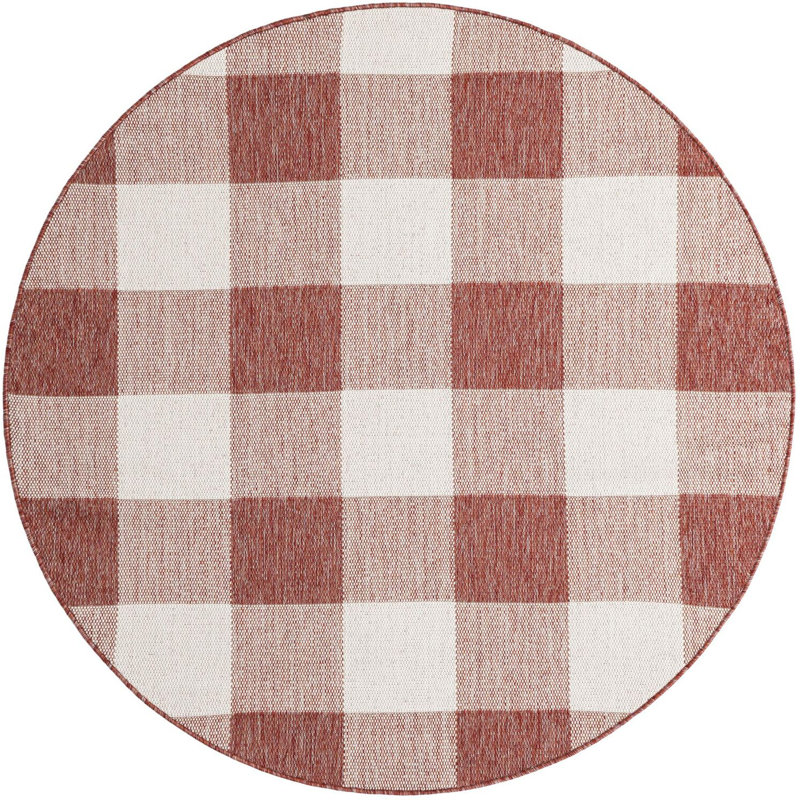 Tapis intérieur / extérieur rouge Borland, Rond 6 pi 1 po