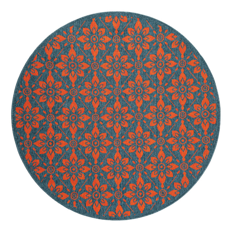 Indoor/Outdoor Trellis Area Rug, Round 5'1"