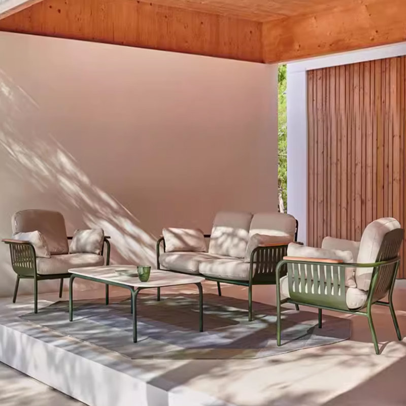 Ensembles de canapés simples et imperméables pour l'extérieur, Vert, Beige