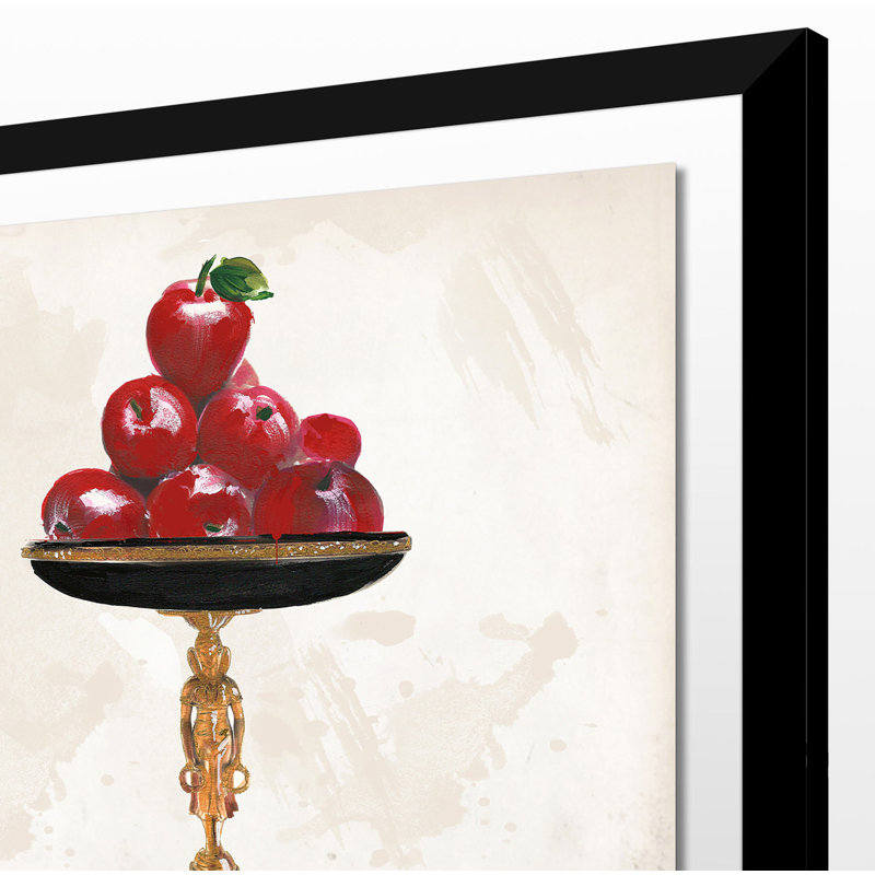 « pommes », reproduction de peinture à l’aquarelle, H 25,5 po x l 25,5 po x P 1 po, Cadre noir