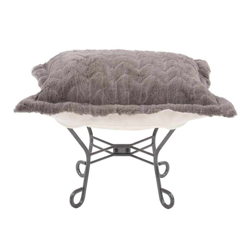 Repose-pieds Scroll Puff Angora, Gris