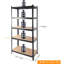 Étagères de rangement robustes pour garage 2 000 lb - 5 tablettes en métal pour garde-manger, placard, cuisine, entrepôt, sous-sol. Réglable et facile à monter. Garage noir, assemblage rapide et rapide en 10 minutes