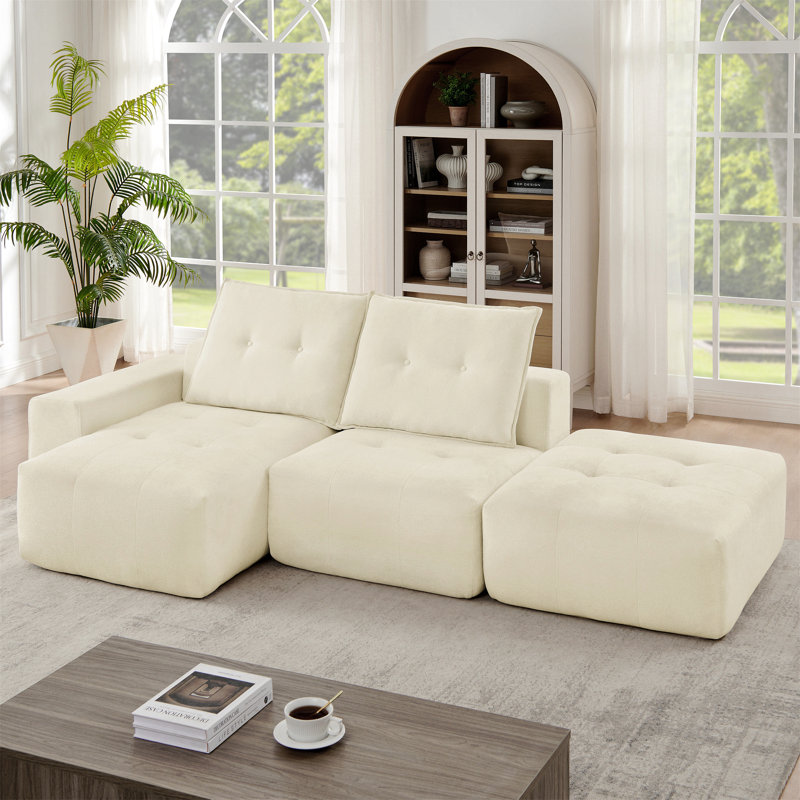 Boneless Modular Sectional Sofa Couch No Assembly Required, Beige