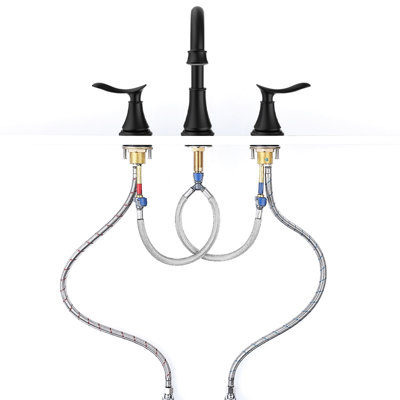 8" Widespread Lavatory Faucet Matte Black Style - 2 Handle 3 Hole With 360 Swivel Spout, Water Efficient & Elegant 8 Inch Bathroom Finish 2 3 Resists Wear Tear